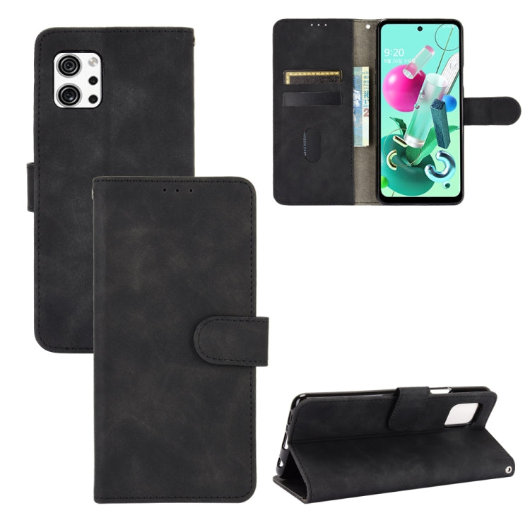 Tinta unita Skin Feel Fibbia magnetica Flip orizzontale Custodia in pelle PU con struttura in vitello con supporto e slot per schede e portafoglio, For LG Q92 5G, For OPPO F17