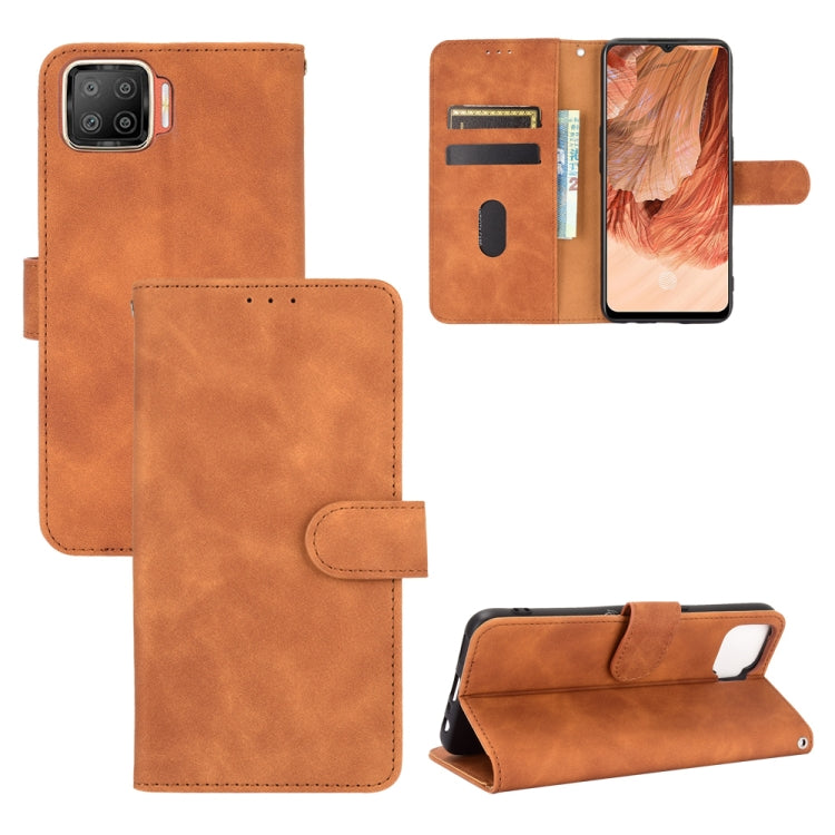 Tinta unita Skin Feel Fibbia magnetica Flip orizzontale Custodia in pelle PU con struttura in vitello con supporto e slot per schede e portafoglio, For LG Q92 5G, For OPPO F17
