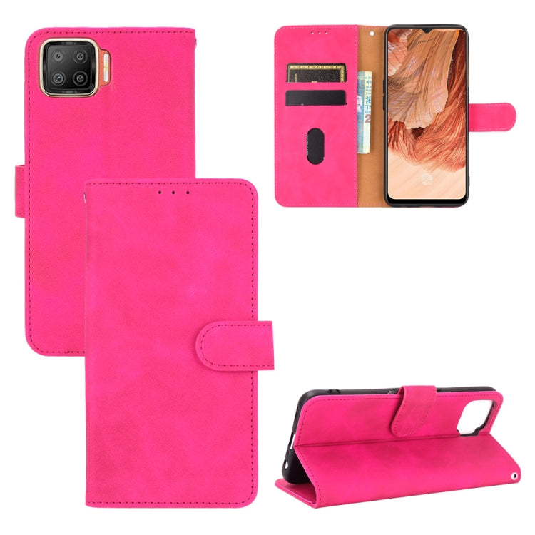 Tinta unita Skin Feel Fibbia magnetica Flip orizzontale Custodia in pelle PU con struttura in vitello con supporto e slot per schede e portafoglio, For LG Q92 5G, For OPPO F17