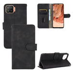 Tinta unita Skin Feel Fibbia magnetica Flip orizzontale Custodia in pelle PU con struttura in vitello con supporto e slot per schede e portafoglio, For LG Q92 5G, For OPPO F17
