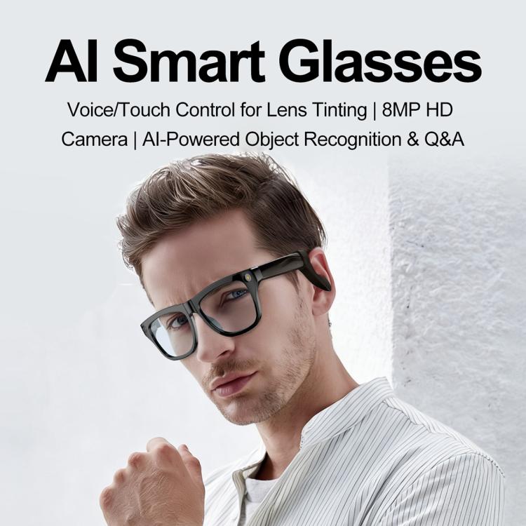 Occhiali intelligenti XK One Mac 8MP con controllo vocale touch, lenti a colori variabili e intelligenza artificiale.