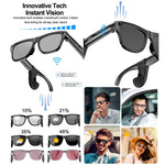 Occhiali intelligenti XK One Mac 8MP con controllo vocale touch, lenti a colori variabili e intelligenza artificiale.