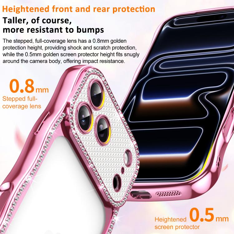 Custodia per telefono in TPU antiurto con motivo a stella intrecciata e diamante, galvanizzata., For iPhone 17 Pro Max, For iPhone 17 Pro, For iPhone 17, For iPhone 16 Pro Max