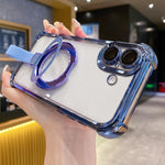 Custodia per telefono magnetica Crystal Shield Ring Holde in TPU + acrilico, For iPhone 17 Pro Max, For iPhone 17 Pro, For iPhone 17