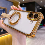 Custodia per telefono magnetica Crystal Shield Ring Holde in TPU + acrilico, For iPhone 17 Pro Max, For iPhone 17 Pro, For iPhone 17