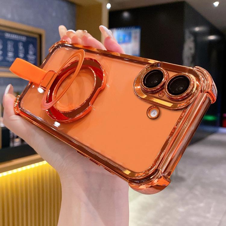 Custodia per telefono magnetica Crystal Shield Ring Holde in TPU + acrilico, For iPhone 17 Pro Max, For iPhone 17 Pro, For iPhone 17
