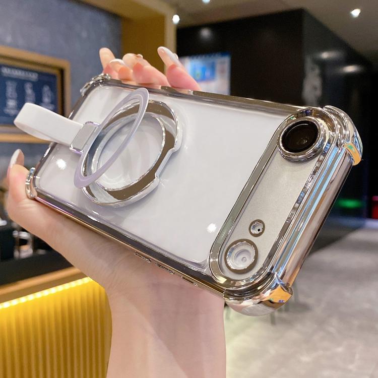 Custodia per telefono magnetica Crystal Shield Ring Holde in TPU + acrilico, For iPhone Air, For iPhone 16 Pro Max, For iPhone 16 Pro