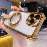 Custodia per telefono magnetica Crystal Shield Ring Holde in TPU + acrilico, For iPhone Air, For iPhone 16 Pro Max, For iPhone 16 Pro