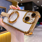 Custodia per telefono magnetica Crystal Shield Ring Holde in TPU + acrilico, For iPhone 15 Pro, For iPhone 15 Plus, For iPhone 15