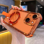Custodia per telefono magnetica Crystal Shield Ring Holde in TPU + acrilico, For iPhone 14 Plus, For iPhone 14, For iPhone 14 Pro