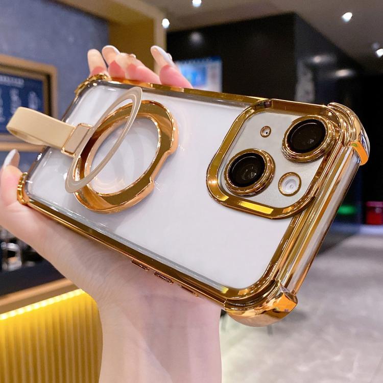 Custodia per telefono magnetica Crystal Shield Ring Holde in TPU + acrilico, For iPhone 13