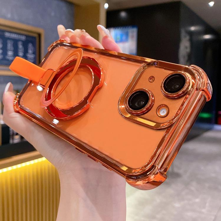 Custodia per telefono magnetica Crystal Shield Ring Holde in TPU + acrilico, For iPhone 13