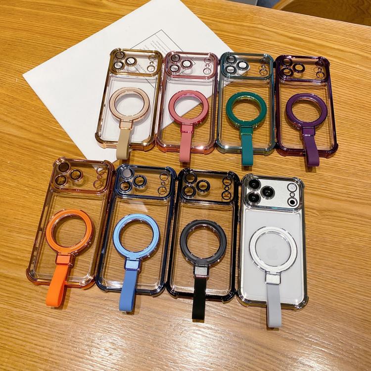 Custodia per telefono magnetica Crystal Shield Ring Holde in TPU + acrilico, For iPhone Air, For iPhone 16 Pro Max, For iPhone 16 Pro