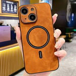 Custodia magnetica per telefono in similpelle effetto pelle di agnello, For iPhone 15, For iPhone 14 Plus, For iPhone 14, For iPhone 14 Pro