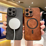 Custodia magnetica per telefono in similpelle effetto pelle di agnello, For iPhone 15, For iPhone 14 Plus, For iPhone 14, For iPhone 14 Pro