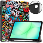 Custodia per tablet Custer a 3 ante con portapenne e supporto intelligente in TPU e pelle, con vassoio per penna., For Samsung Galaxy Tab A11+