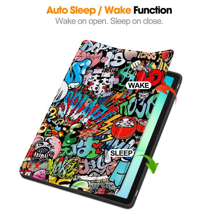 Custodia per tablet Custer a 3 ante con portapenne e supporto intelligente in TPU e pelle, con vassoio per penna., For Samsung Galaxy Tab A11+