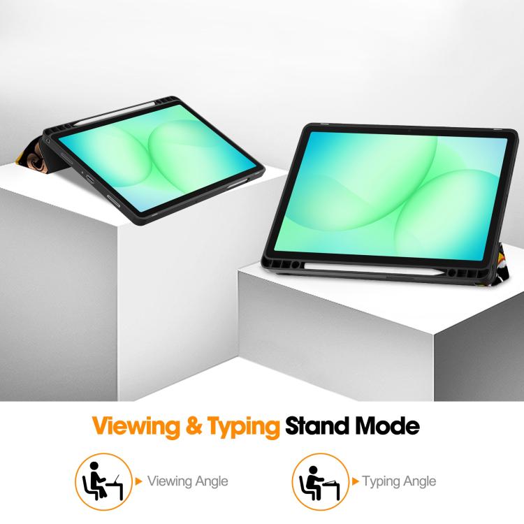 Custodia per tablet Custer a 3 ante con portapenne e supporto intelligente in TPU e pelle, con vassoio per penna., For Samsung Galaxy Tab A11+
