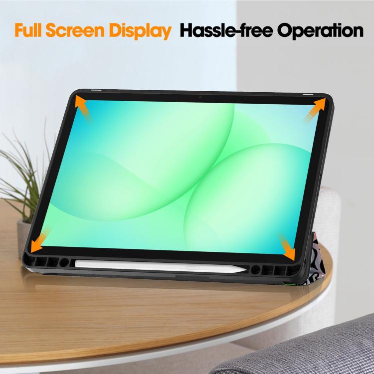 Custodia per tablet Custer a 3 ante con portapenne e supporto intelligente in TPU e pelle, con vassoio per penna., For Samsung Galaxy Tab A11+