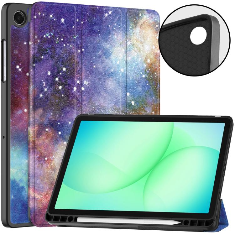 Custodia per tablet Custer a 3 ante con portapenne e supporto intelligente in TPU e pelle, con vassoio per penna., For Samsung Galaxy Tab A11+