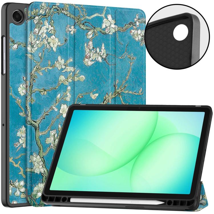 Custodia per tablet Custer a 3 ante con portapenne e supporto intelligente in TPU e pelle, con vassoio per penna., For Samsung Galaxy Tab A11+
