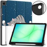 Custodia per tablet Custer a 3 ante con portapenne e supporto intelligente in TPU e pelle, con vassoio per penna., For Samsung Galaxy Tab A11+