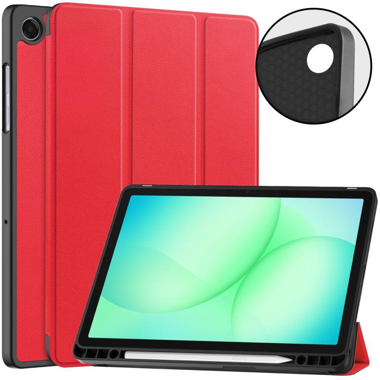 Custer Custodia per tablet in TPU tinta unita con 3 ante e vassoio per penna., For Samsung Galaxy Tab A11+