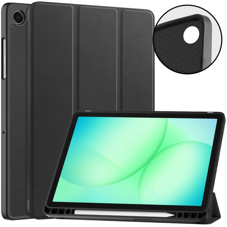 Custer Custodia per tablet in TPU tinta unita con 3 ante e vassoio per penna., For Samsung Galaxy Tab A11+