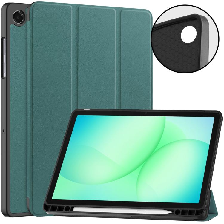 Custer Custodia per tablet in TPU tinta unita con 3 ante e vassoio per penna., For Samsung Galaxy Tab A11+