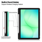 Custodia per tablet in tessuto twill effetto pelle vegana con vassoio e supporto per penna., For Samsung Galaxy Tab A11+