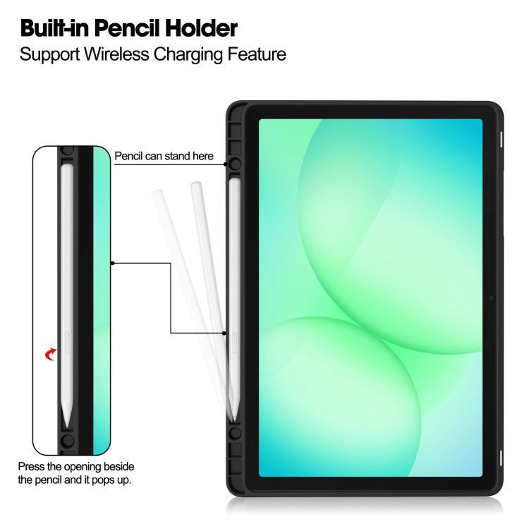 Custodia per tablet in tessuto twill effetto pelle vegana con vassoio e supporto per penna., For Samsung Galaxy Tab A11+