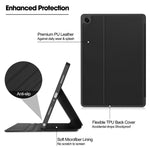 Custodia per tablet in tessuto twill effetto pelle vegana con vassoio e supporto per penna., For Samsung Galaxy Tab A11+