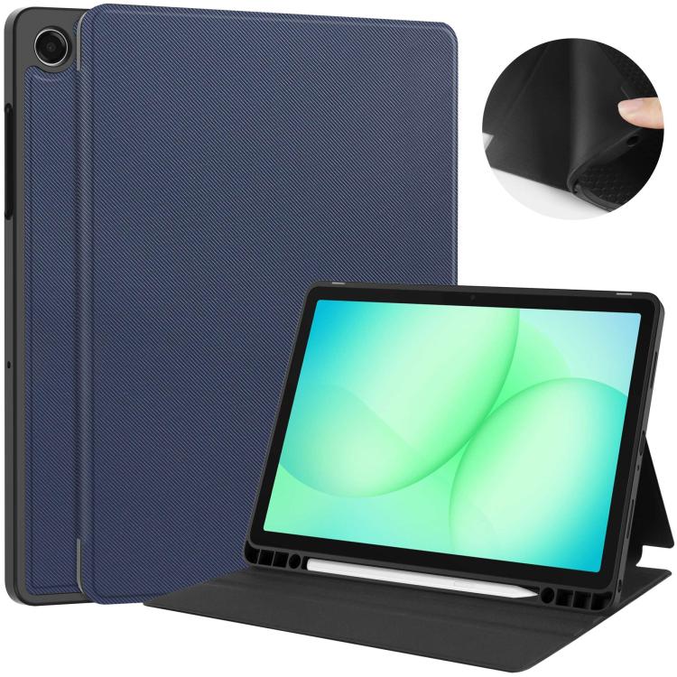 Custodia per tablet in tessuto twill effetto pelle vegana con vassoio e supporto per penna., For Samsung Galaxy Tab A11+