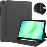 Custodia per tablet in tessuto twill effetto pelle vegana con vassoio e supporto per penna., For Samsung Galaxy Tab A11+