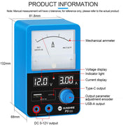 SUNSHINE P5 Mini Alimentatore intelligente con doppio display da 5V/3A e amperometro a lancetta, US Plug, EU Plug