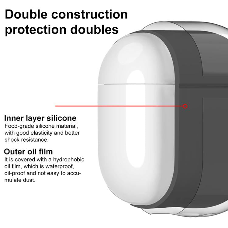 Custodia protettiva per auricolari XDcase in silicone spesso 2,5 mm con gancio., For AirPods Pro 3, For AirPods 4, For AirPods Pro 2 / 1