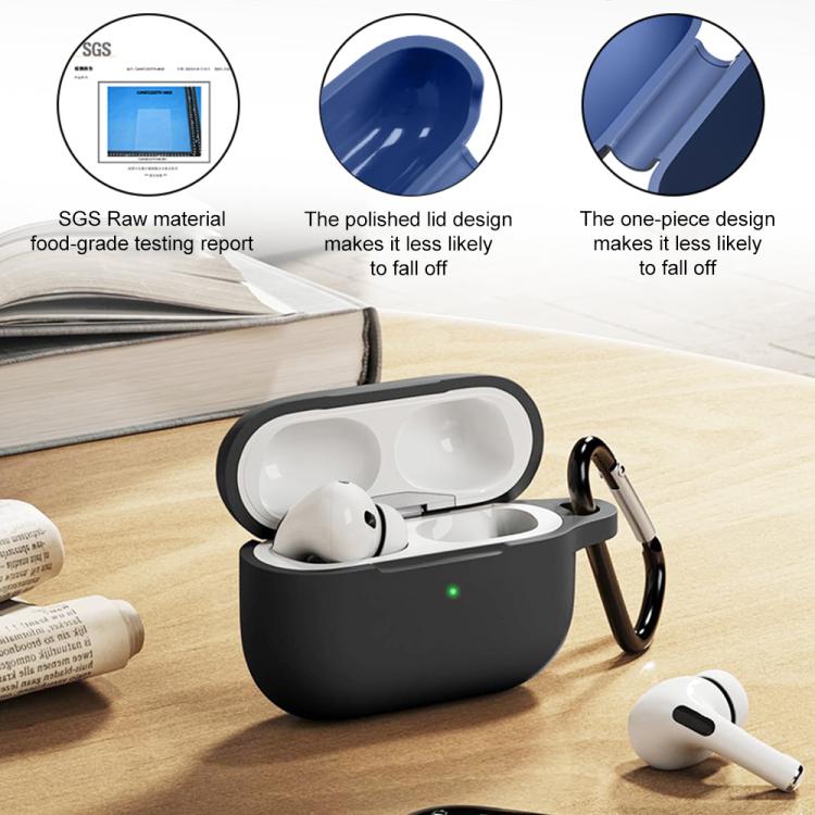 Custodia protettiva per auricolari XDcase in silicone spesso 2,5 mm con gancio., For AirPods Pro 3, For AirPods 4, For AirPods Pro 2 / 1