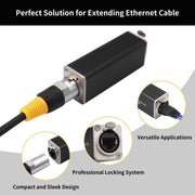 KNZ63YC RJ45 Network Cable Female to Female Long Locking Adapter with Shielding, KNZ63YC
