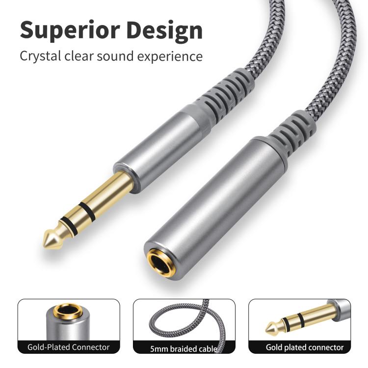 Cavo di prolunga stereo da 6,35 mm (1/4 di pollice) TRS maschio-femmina, 2m, 3m, 4.5m, 6m