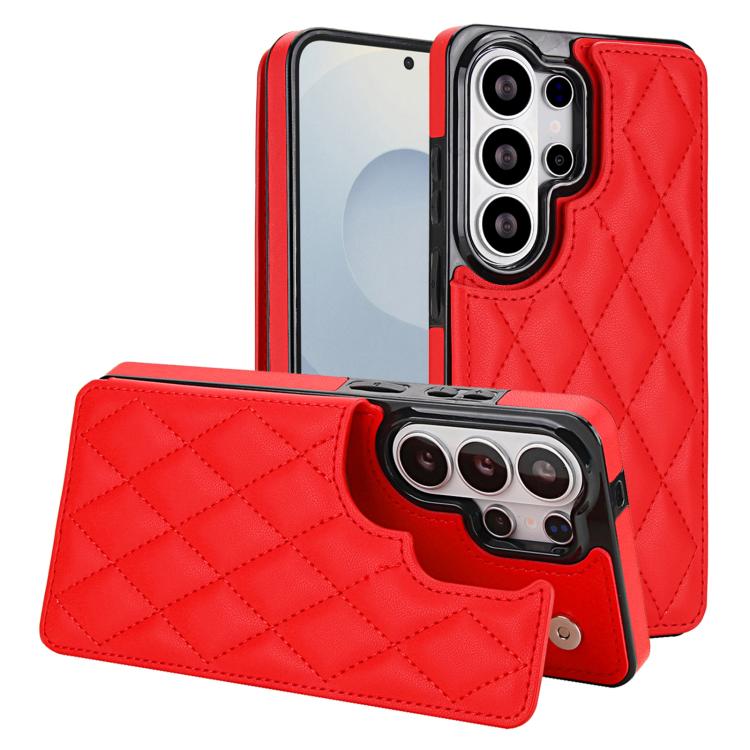 Custodia per telefono in pelle PU con doppia fibbia a forma romboidale, For Samsung Galaxy S26+ 5G, For Samsung Galaxy S26 Ultra 5G, For Samsung Galaxy S26 5G