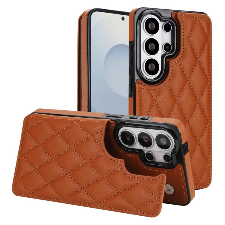 Custodia per telefono in pelle PU con doppia fibbia a forma romboidale, For Samsung Galaxy S26+ 5G, For Samsung Galaxy S26 Ultra 5G, For Samsung Galaxy S26 5G