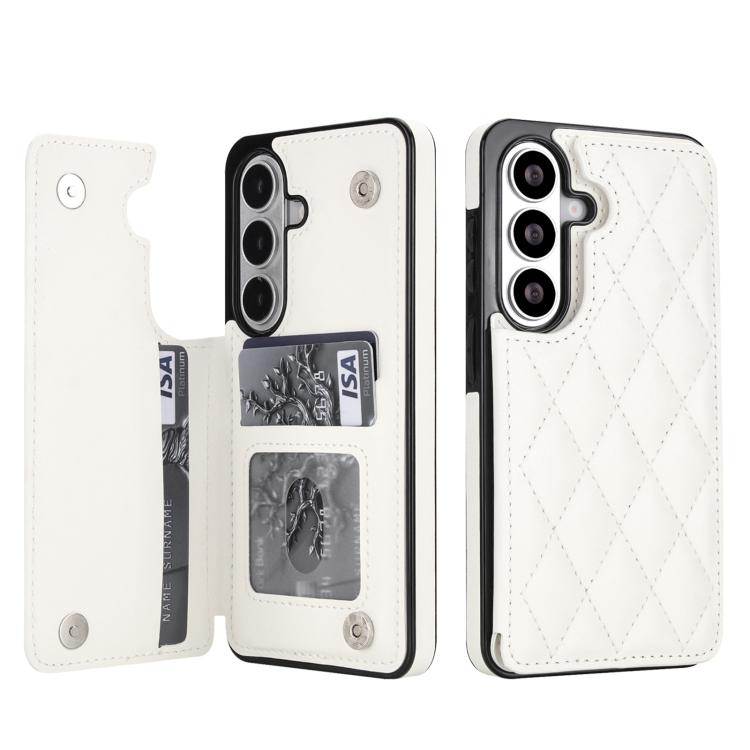 Custodia per telefono in pelle PU con doppia fibbia a forma romboidale, For Samsung Galaxy S26+ 5G, For Samsung Galaxy S26 Ultra 5G, For Samsung Galaxy S26 5G