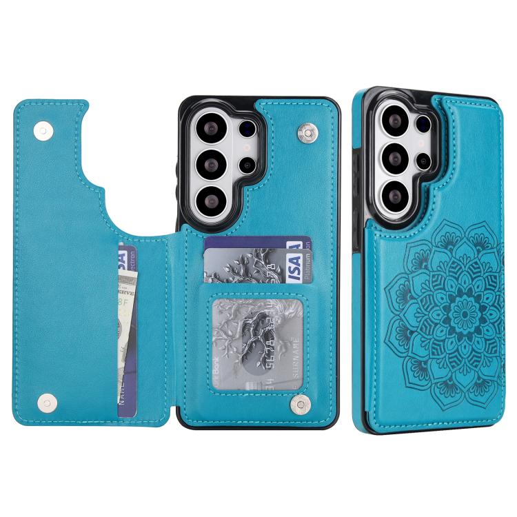 Portafoglio in pelle con doppia fibbia e mandala, cover posteriore per telefono., For Samsung Galaxy S26+ 5G, For Samsung Galaxy S26 Ultra 5G, For Samsung Galaxy S26 5G