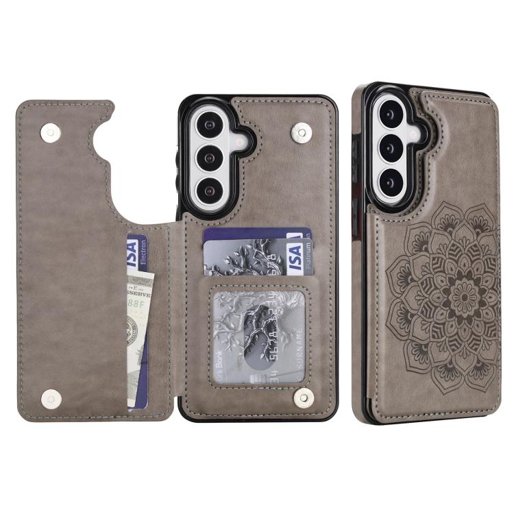 Portafoglio in pelle con doppia fibbia e mandala, cover posteriore per telefono., For Samsung Galaxy S26+ 5G, For Samsung Galaxy S26 Ultra 5G, For Samsung Galaxy S26 5G