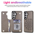 Portafoglio in pelle con doppia fibbia e mandala, cover posteriore per telefono., For Samsung Galaxy S26+ 5G, For Samsung Galaxy S26 Ultra 5G, For Samsung Galaxy S26 5G