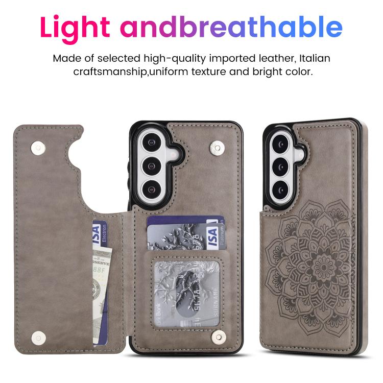 Portafoglio in pelle con doppia fibbia e mandala, cover posteriore per telefono., For Samsung Galaxy S26+ 5G, For Samsung Galaxy S26 Ultra 5G, For Samsung Galaxy S26 5G