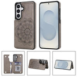 Portafoglio in pelle con doppia fibbia e mandala, cover posteriore per telefono., For Samsung Galaxy S26+ 5G, For Samsung Galaxy S26 Ultra 5G, For Samsung Galaxy S26 5G