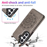 Portafoglio in pelle con doppia fibbia e mandala, cover posteriore per telefono., For Samsung Galaxy S26+ 5G, For Samsung Galaxy S26 Ultra 5G, For Samsung Galaxy S26 5G