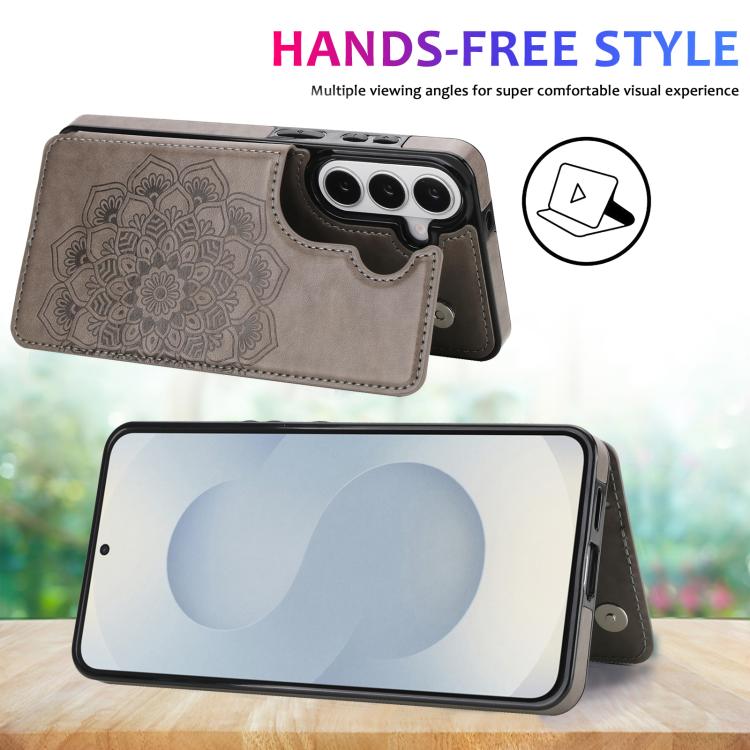 Portafoglio in pelle con doppia fibbia e mandala, cover posteriore per telefono., For Samsung Galaxy S26+ 5G, For Samsung Galaxy S26 Ultra 5G, For Samsung Galaxy S26 5G