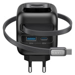 Caricabatterie da viaggio Havit UC252 3 in 1 GaN da 65 W con cavo retrattile Type-C., UC252(EU Plug), UC252(US Plug)